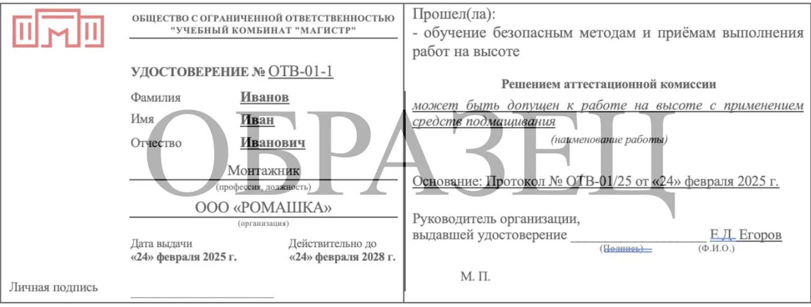 Образец итогового документа